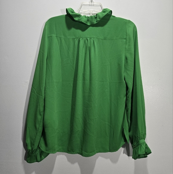 NEW J. Crew Drapey Ruffled Green Top 2 - Picture 4 of 7